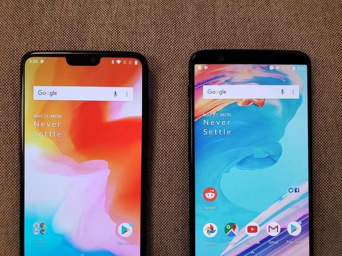 The only noticeable difference is the extra screen space around the "notch" on the OnePlus 6.