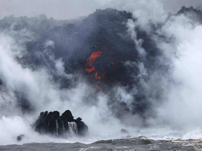 The USGS says there are other spots around the globe where volcanic lava oozes into the water, including Reunion Island in the Indian Ocean, Montagu Island in the South Atlantic, and Stromboli volcano off the coast of Sicily.