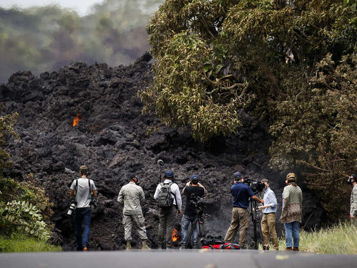 In some areas, the lava is piled up over 40 feet high.