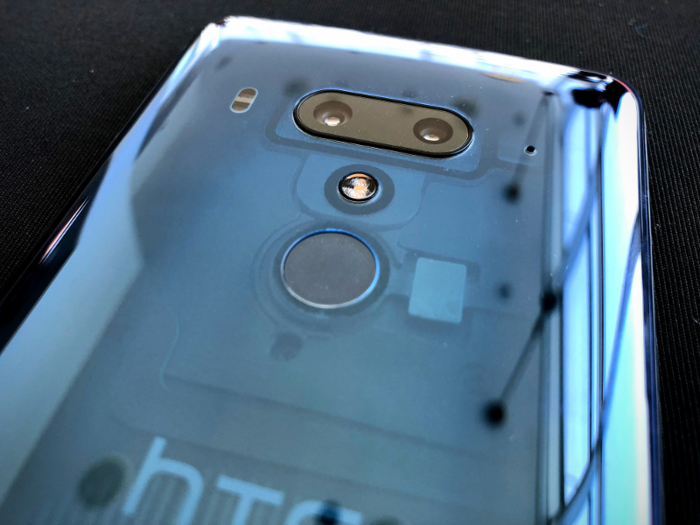 The translucent blue version is — you guessed it — translucent! You can see some of the components through the back of the phone.