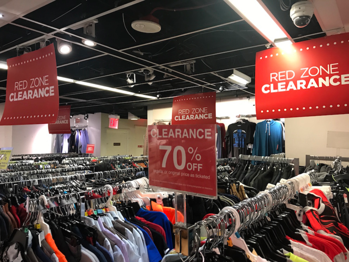 The majority of the store was on sale, which was concerning. There were also dedicated clearance sections offering 70% off.