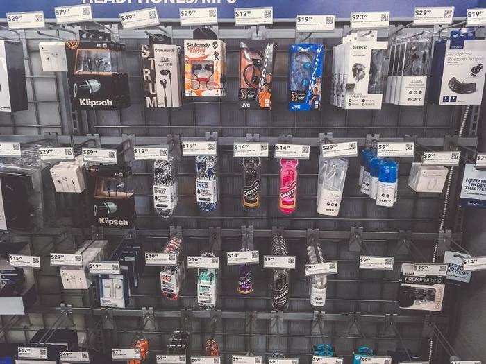 Everything was much more organized at Best Buy. The stores carried mostly the same brands of headphones, but everything was around $5 cheaper at Best Buy.