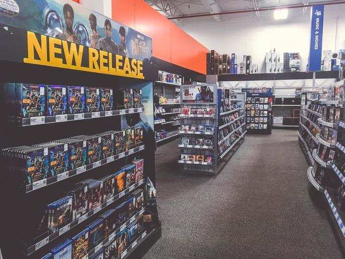 The store had a whole department for music and DVDs, and it included movies that were just released on DVD, like "Black Panther."