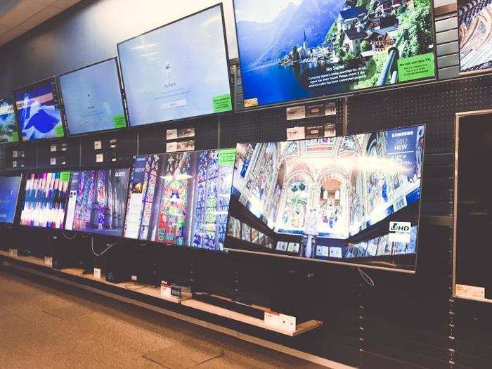 The selection of TVs was limited. There were two walls of TVs that were all similar in size and price.