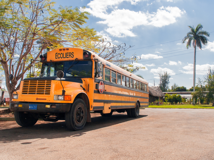 Havana, Cuba, has a fleet of yellow school buses imported from Canada. But you won