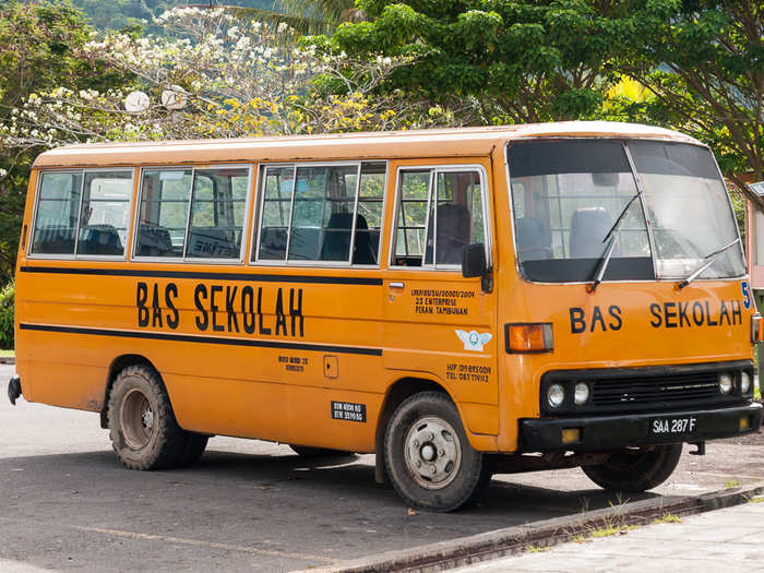 This bus was spotted in Tambunan, Malaysia. Most Malaysian school buses are more than 20 years old, a spokesman for the national bus organization said.