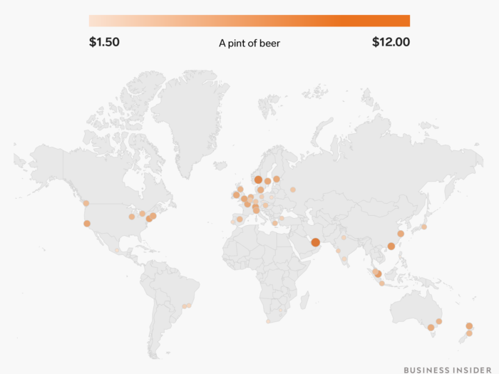 A pint of beer ranges from $1.50 to $12.