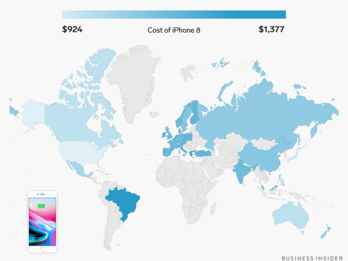 An iPhone 8 ranges from over $900 to over $1,300.