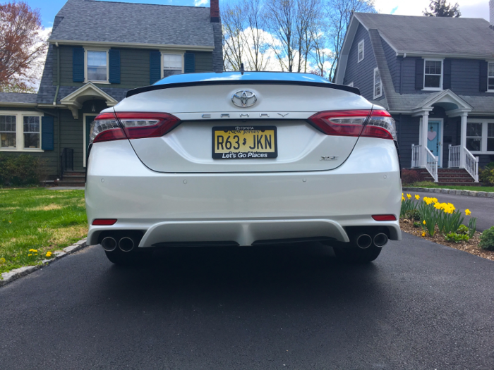 11. Quad tips: The Camry XSE V6 comes equipped with a quad tip, dual-exhaust system that emits a surprisingly aggressive growl.