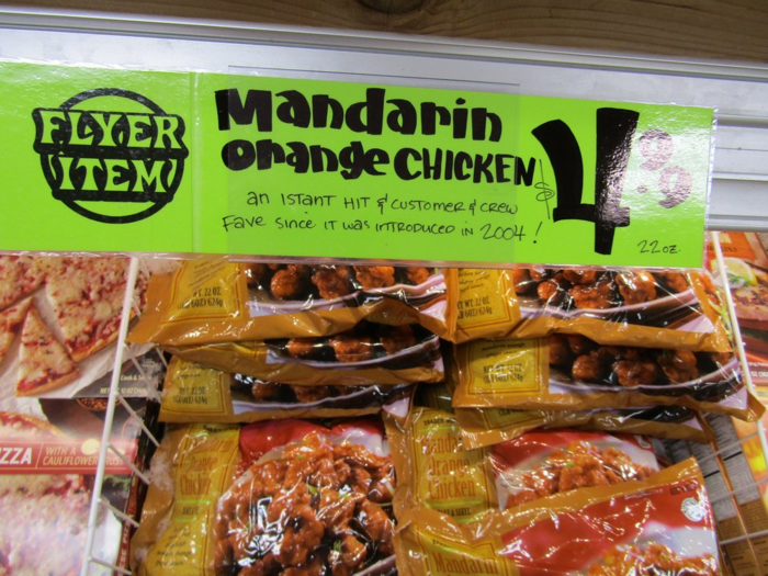 Mandarin Orange Chicken, a frozen item that sells for $4.99