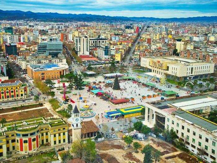 Take in the pops of colour in Tirana, Albania.