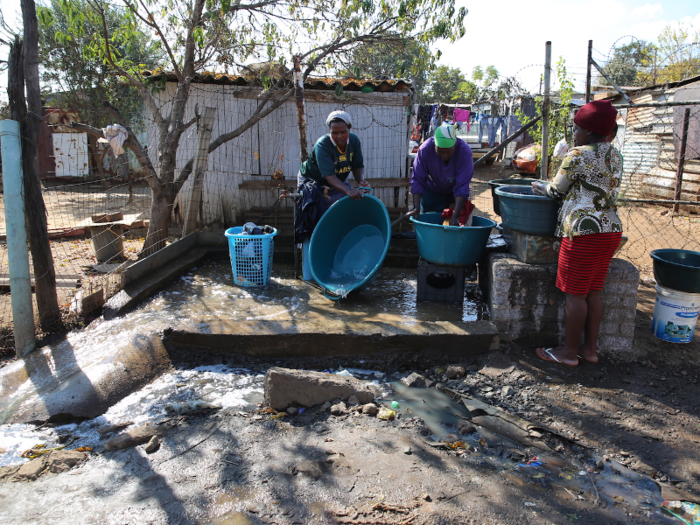 Townships, housing areas located outside of city proper that were set up by the Apartheid government to house blacks, are still home to people on the lowest economic rung. They are often crowded, dirty, and lack more than a communal tap for water.