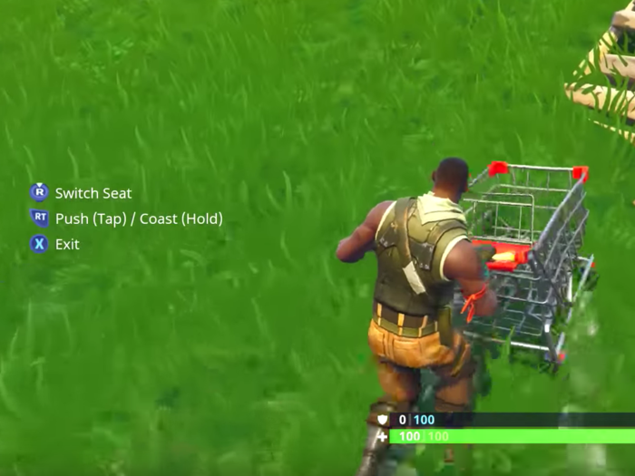 To drive the shopping cart, simply walk up to the back of it and press equip, the same way you would if it were a weapon or other item. When you