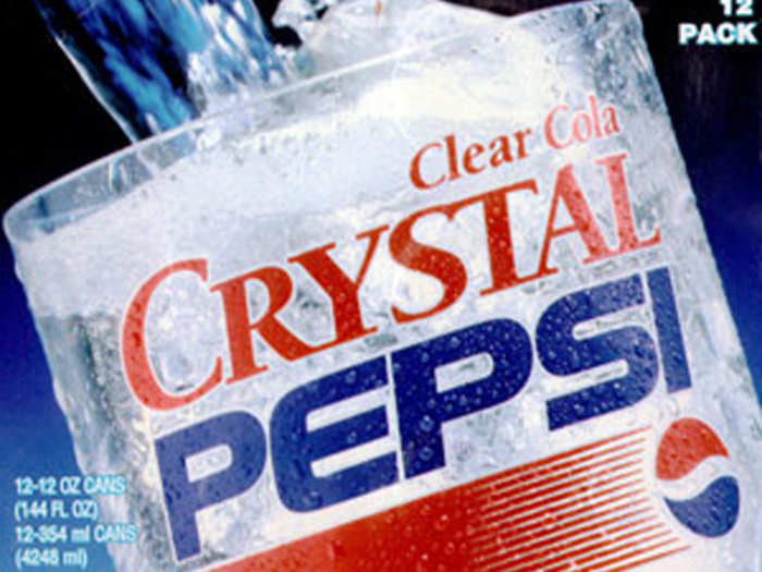 Crystal Pepsi was a clear, caffeine-free soft drink that was discontinued in 1993.