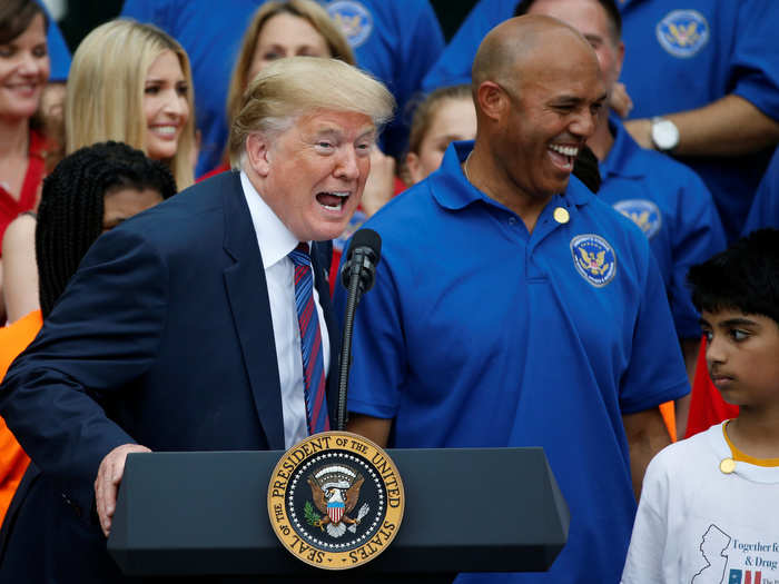 "Does winning ever get boring to you, Mariano?" Trump asked New York Yankees legend Mariano Rivera, 13-time All Star and five-time World Series champ. "Nope," the future Hall of Famer replied.