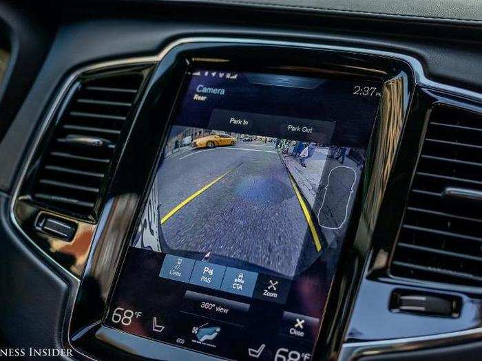 The center stack is dominated by a nine-inch tablet-style touchscreen infotainment display.