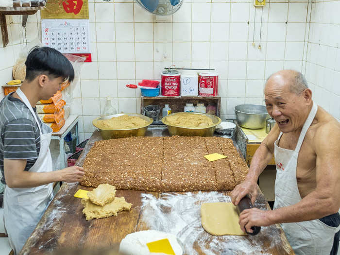 I finished up my Sham Shui Po tour by stopping at a family-run bakery for almond biscuits, a classic snack in Hong Kong and Macau. The cookies are small, round, and crumbly, but packed with a smooth, creamy flavor.