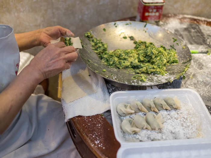 Pork and chives-filled dumplings are one of the most basic dumpling types in China. If you