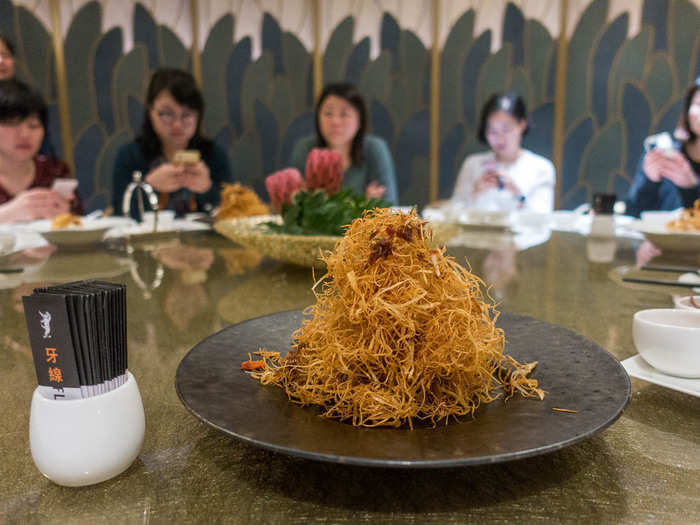 Next, I had lunch at Chun, a restaurant at MGM Cotai that takes classic Cantonese dishes and elevates them with modern twists. This fried shredded oyster mushroom was a house specialty. It was like the thinnest, crispiest onion rings I