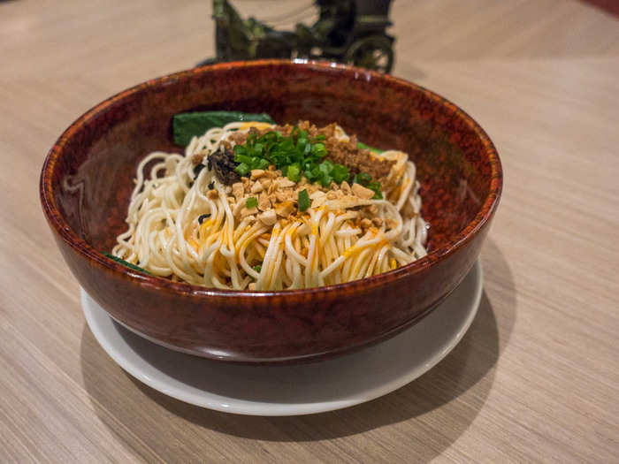 A classic Szechuan dish is dan dan mian, noodles in a spicy sauce of chili oil, minced pork, and scallions. The numbing Szechuan peppercorn tingles on your tongue as you eat the noodles.