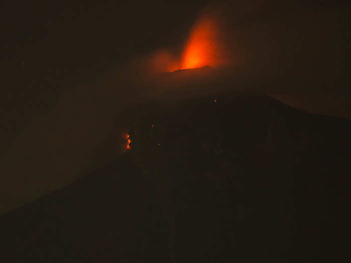 The most recent eruption started on Sunday. It