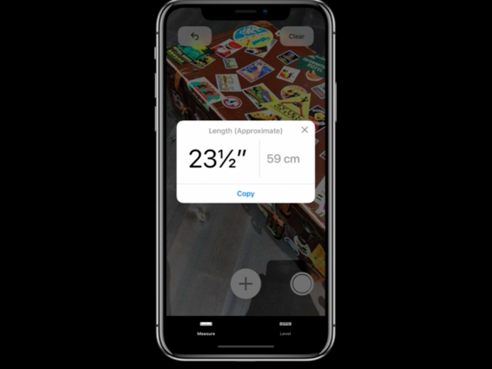 3. Apple introduced a special new app for iOS 12 called Measure, which, as the name suggests, lets you measure distance and length using only your iPhone. Just tap on your phone and drag a line with your finger to get a measurement.