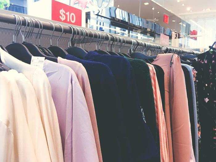 Sale racks were scattered around the store, with items ranging from $7 to $25 or more. There were often only a few items on the sales rack at the lower price point.