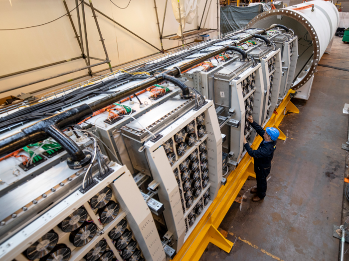 An external shell covers the 864 servers and their cooling infrastructure. The data centre was assembled in France, then shipped to Scotland for deployment.