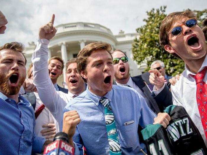 And they held a rally anyway, celebrating the flag and the anthem.