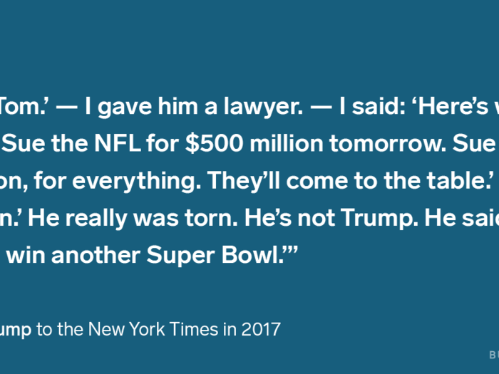 According to Trump, Brady was torn but ultimately decided against it because he just wanted to win another Super Bowl. Trump said that he told Brady he understood.