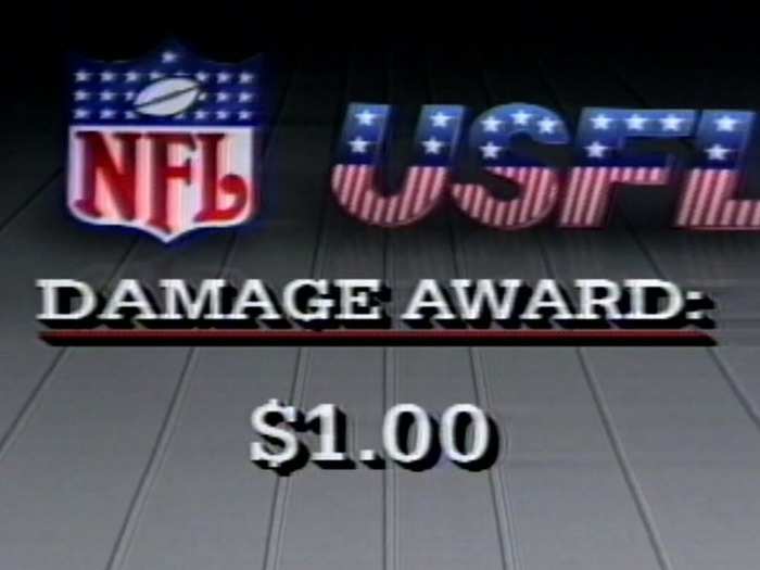 The ultimate goal for the USFL was forcing a merger, as the AFL had accomplished. They planned a move to the fall in 1986 and filed a $1.32 billion antitrust lawsuit against the NFL. The USFL won but was awarded only $1 in damages.