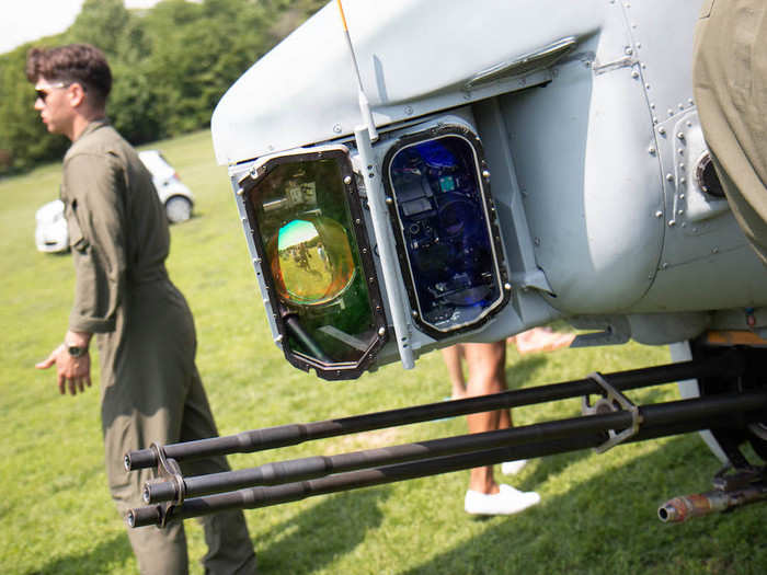 The pilot uses the binocular sight to operate the Night Targeting System, seen below, which detects and tracks targets, designating them and determining ranges.