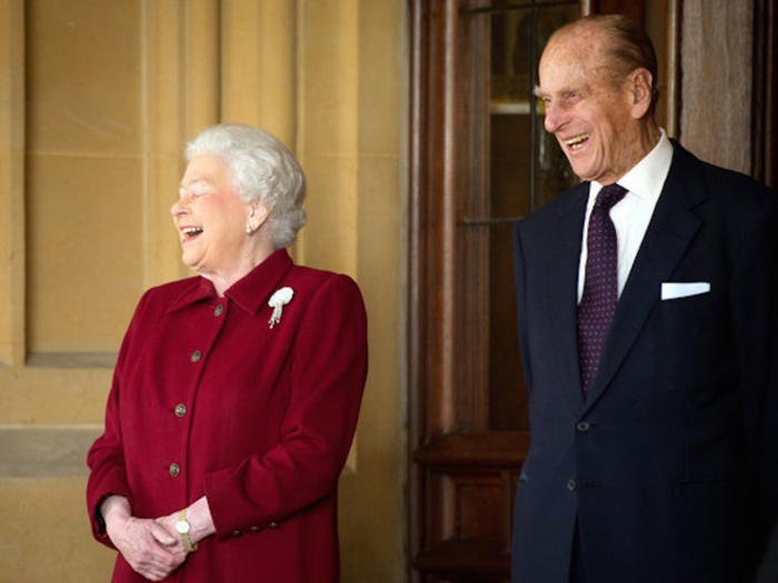 2014: The couple laughed after bidding farewell to the President of Ireland Michael D. Higgins and his wife Sabina at Windsor Castle. The Irish President and his wife Sabina left Windsor at the end of a four day State Visit to Britain, during which they stayed at the castle as guests of her majesty.