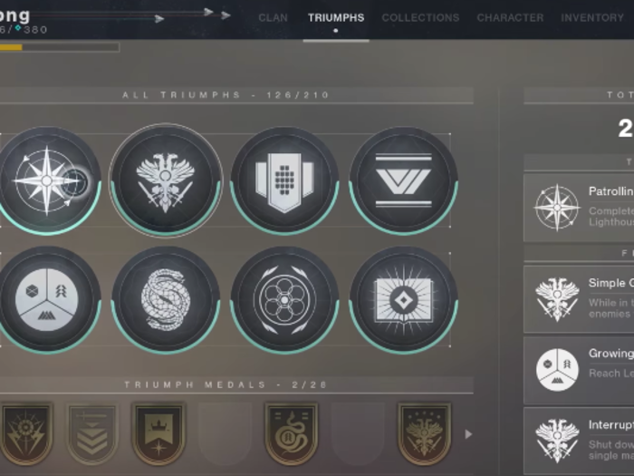 Bungie is also making some important quality-of-life changes to reinforce the game as a "hobby": Destiny 2 will now track your various "triumphs" and collectibles, so you can easily figure out which activity to do next to fill out your collection.