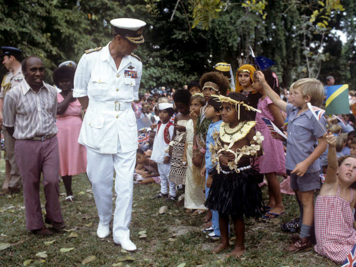 ...greeted children on the island of Guadalcanal, Solomon Islands in 1982...