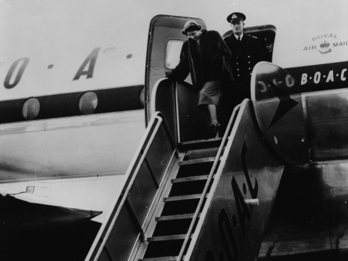 ...no matter where it has taken him. Here, the couple step out for a Royal Tour of Canada in 1951.