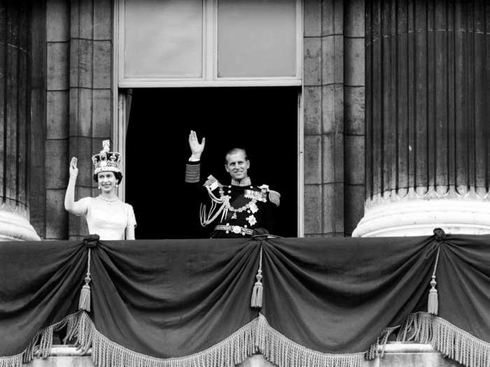 Aged 25, Princess Elizabeth became Queen Elizabeth in 1953, directly following the death of her father, King George VI. At this point, Philip left the Navy.