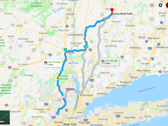 As you can see, the drive to Lime Rock was a little over two hours. The last 45 minutes or so took me through some lovely Connecticut countryside.