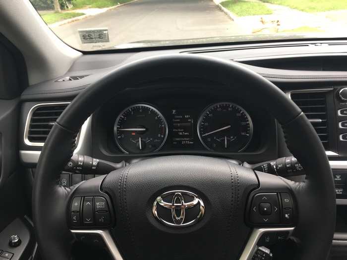 In front of the driver is a 4.2-inch color information display flanked by a pair of traditional analog gauges. The Highlander comes standard with the Toyota Safety Sense package which includes pre-collision warning, pedestrian warning, Lane departure warning, automatic high beams, and radar cruise control.