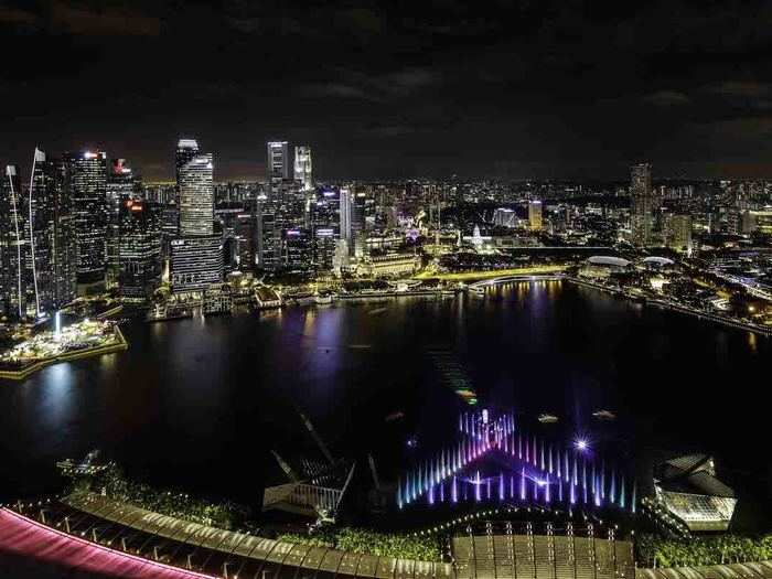 The view from the Skypark at night is perhaps even more spectacular than the day when the whole city is lit up.