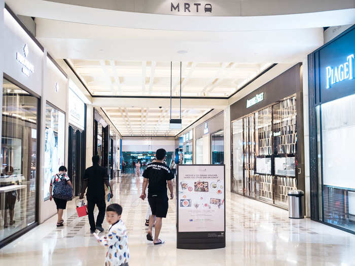 The subway stop leads directly into Marina Bay Sands