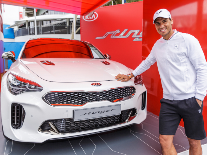 Nadal is also a global ambassador for Kia. They gifted him a Kia Stinger GT, starting at $31,900, which he can use at his leisure.