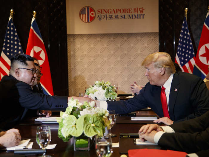 Trump and Kim again shook hands.