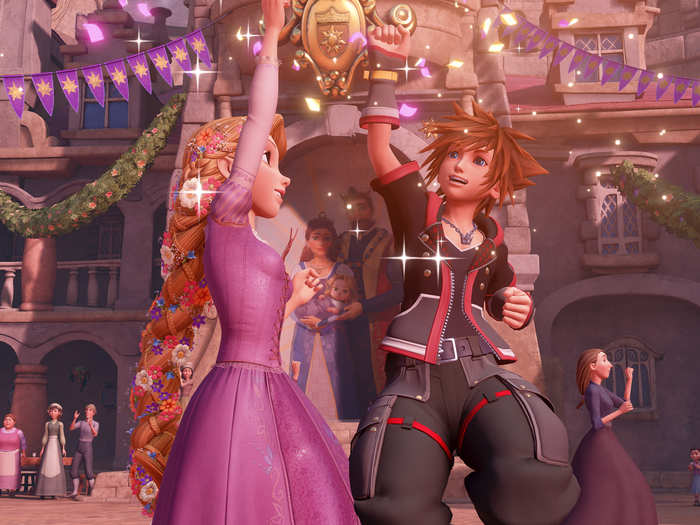 Other worlds include "Tangled." You can clearly see that Square Enix has really upped its graphical game this time around — when you see the game in motion, it