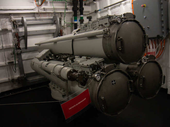 And two triple-tube torpedo launchers, which shoot out the side above water.