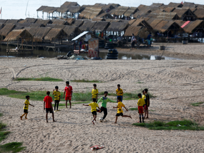 … and a sandy beach along the Mekong River in Phnom Penh, Cambodia.