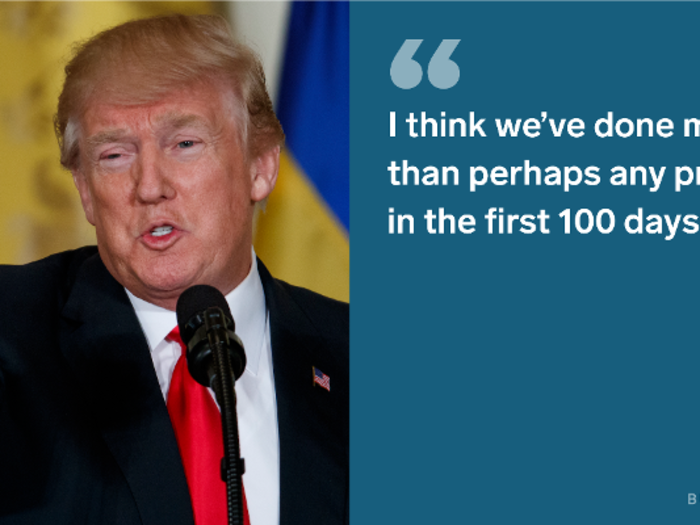 Trump had a positive analysis when asked to evaluate his first 100 days in office.