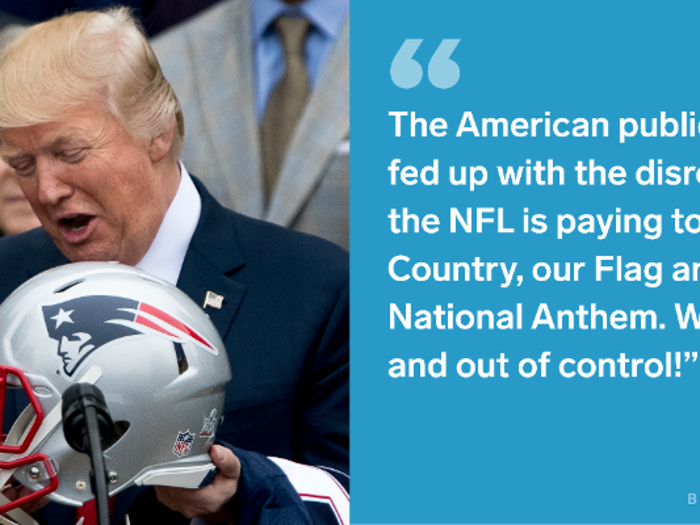 Trump has been critical of NFL players kneeling for the National Anthem and team owners for not being more strict about making players stand.