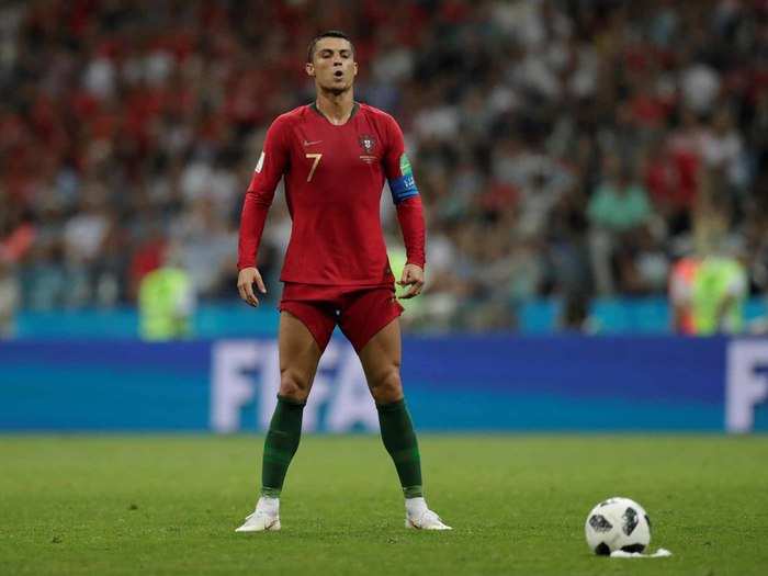 Cristiano Ronaldo takes a deep breath before his PK attempt.