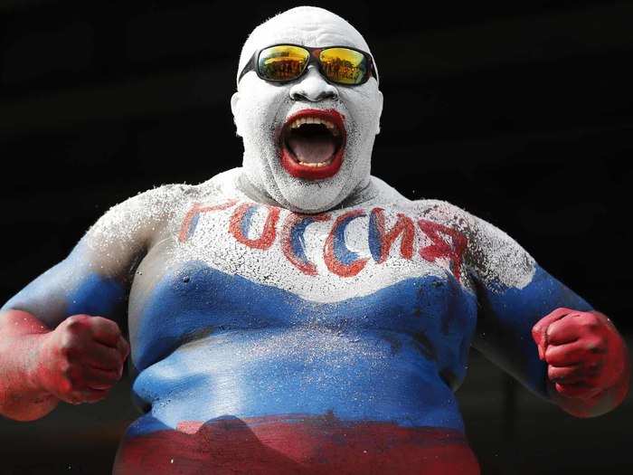 A fan during the opening match between Russia and Saudi Arabia.